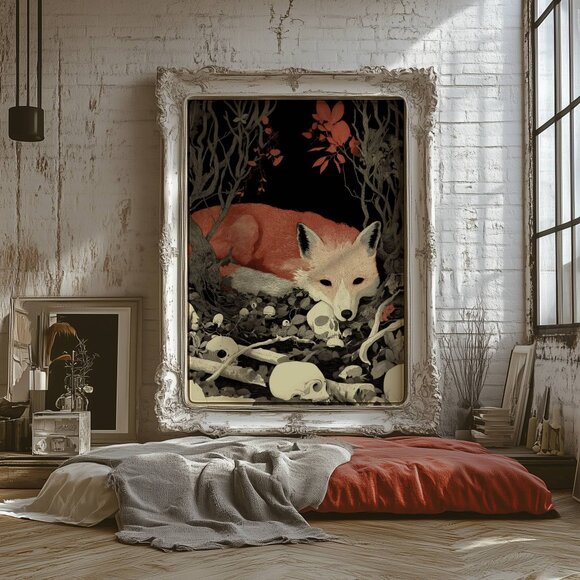 Original Red Fox With Skulls Art Print + Digital Copy - Picture 10 of 10